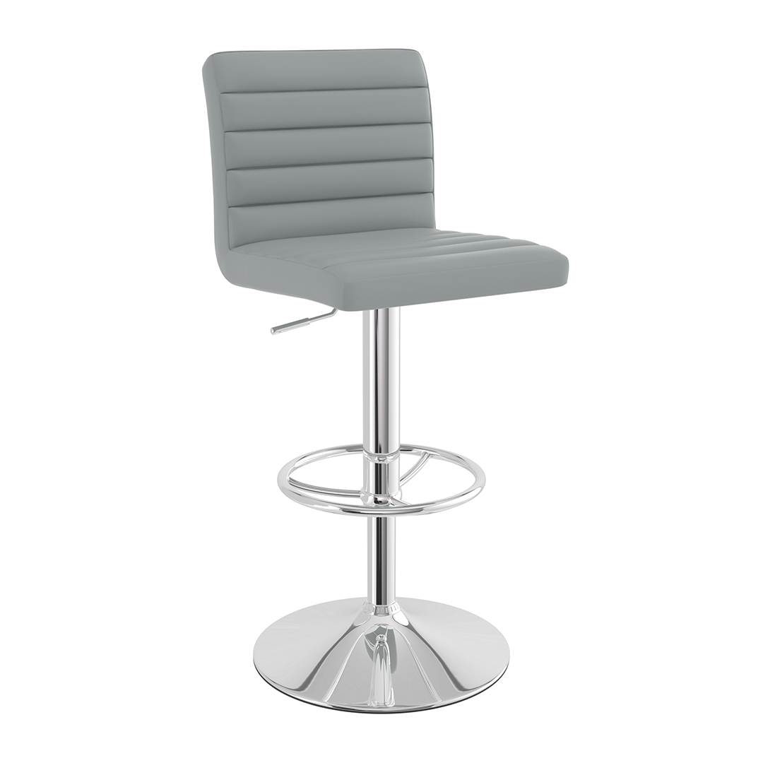 Faux Leather Bar Stool With Polished Chrome Frame - Somerville