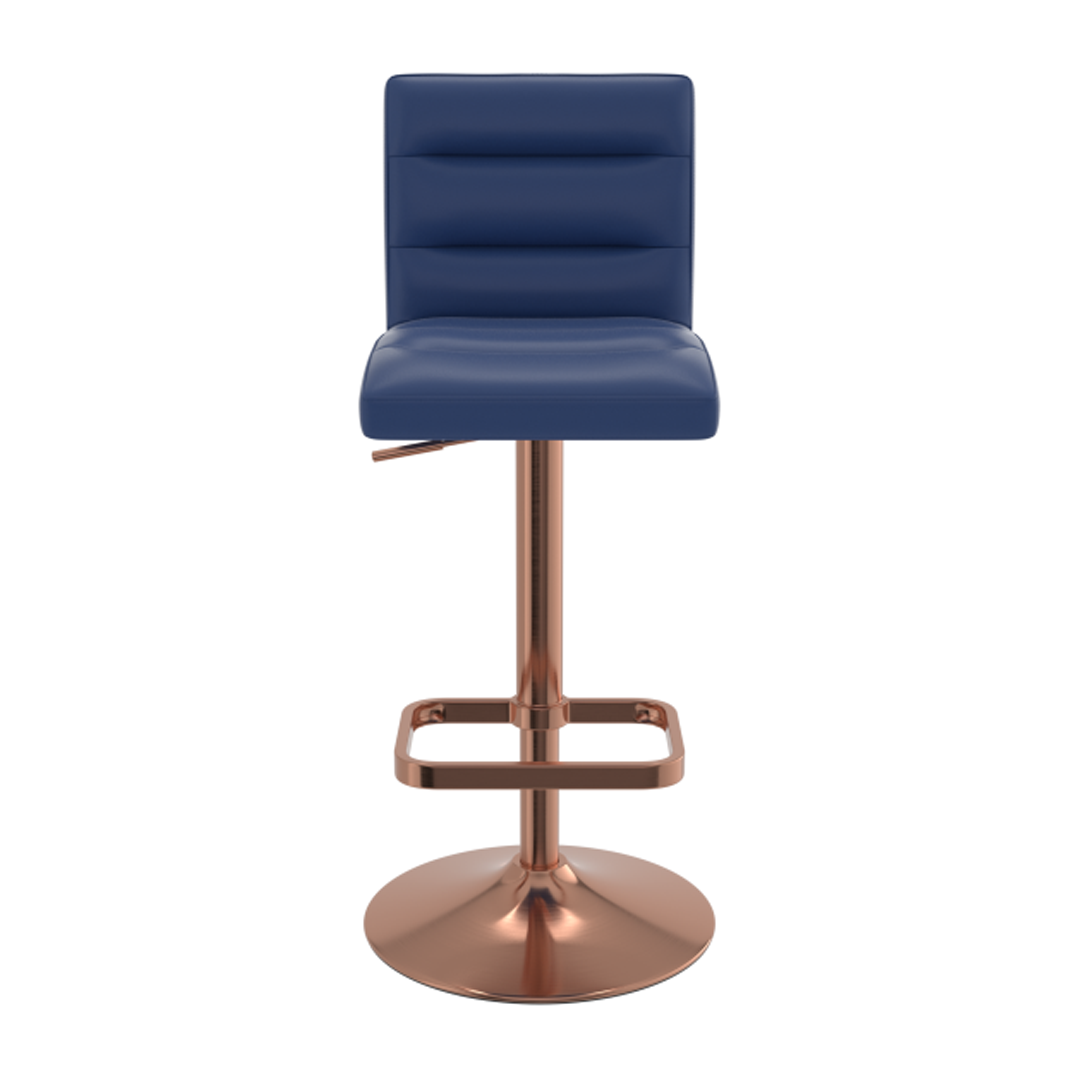 Faux Leather Bar Stool With Rose Gold Base - Dunley