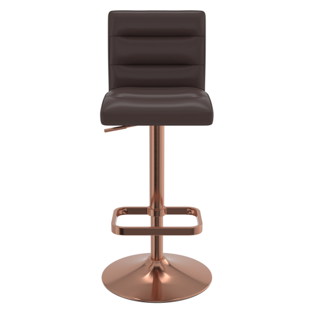 Faux Leather Bar Stool With Rose Gold Base - Dunley