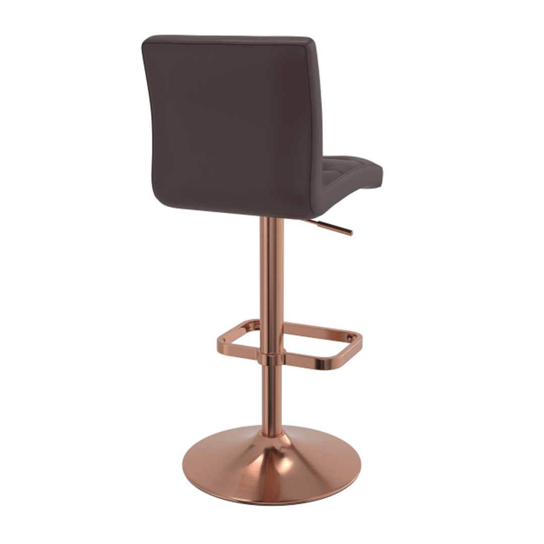 Faux Leather Bar Stool With Rose Gold Base - Dunley