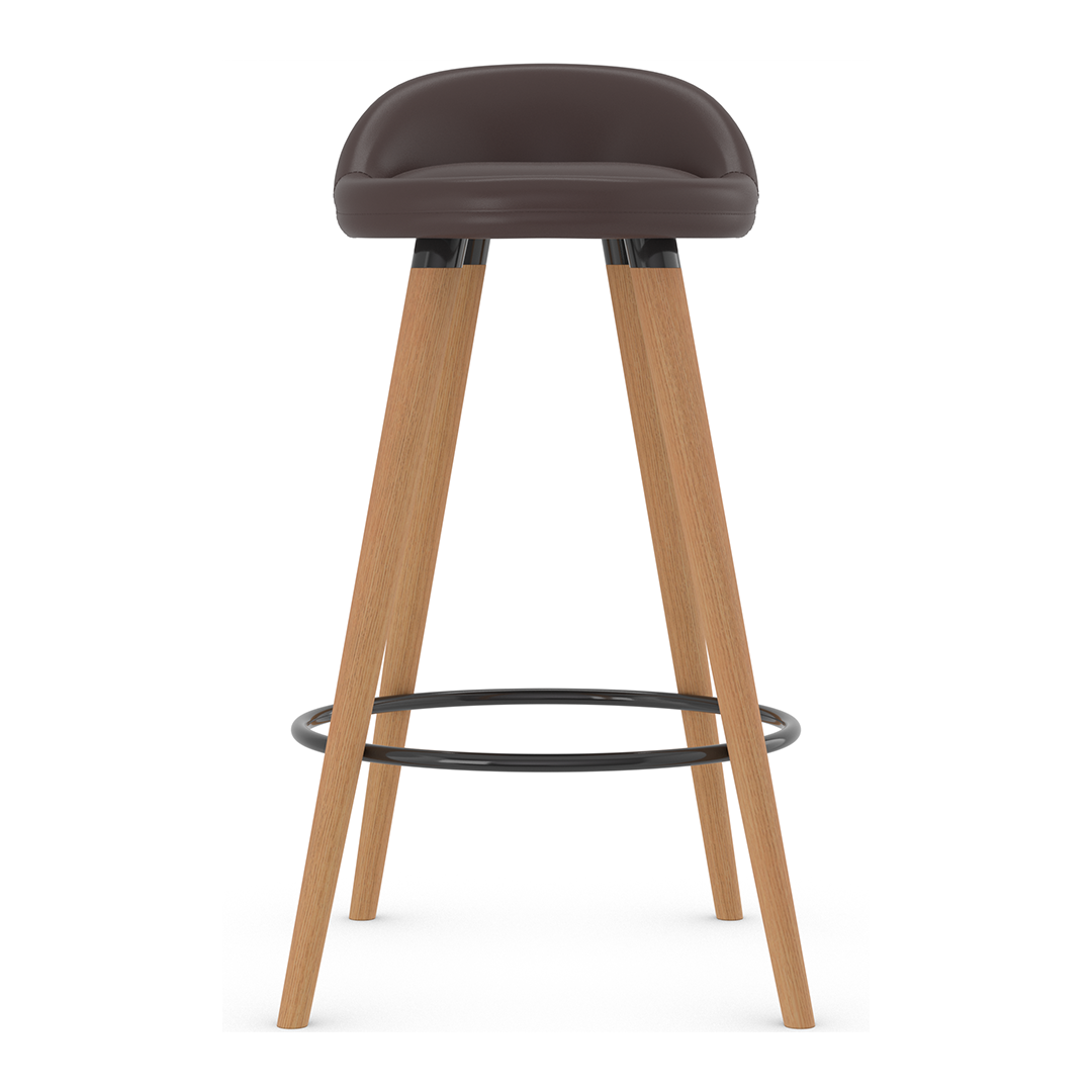 Faux Leather Bar Stool With Tapered Wooden Legs - Selhurst