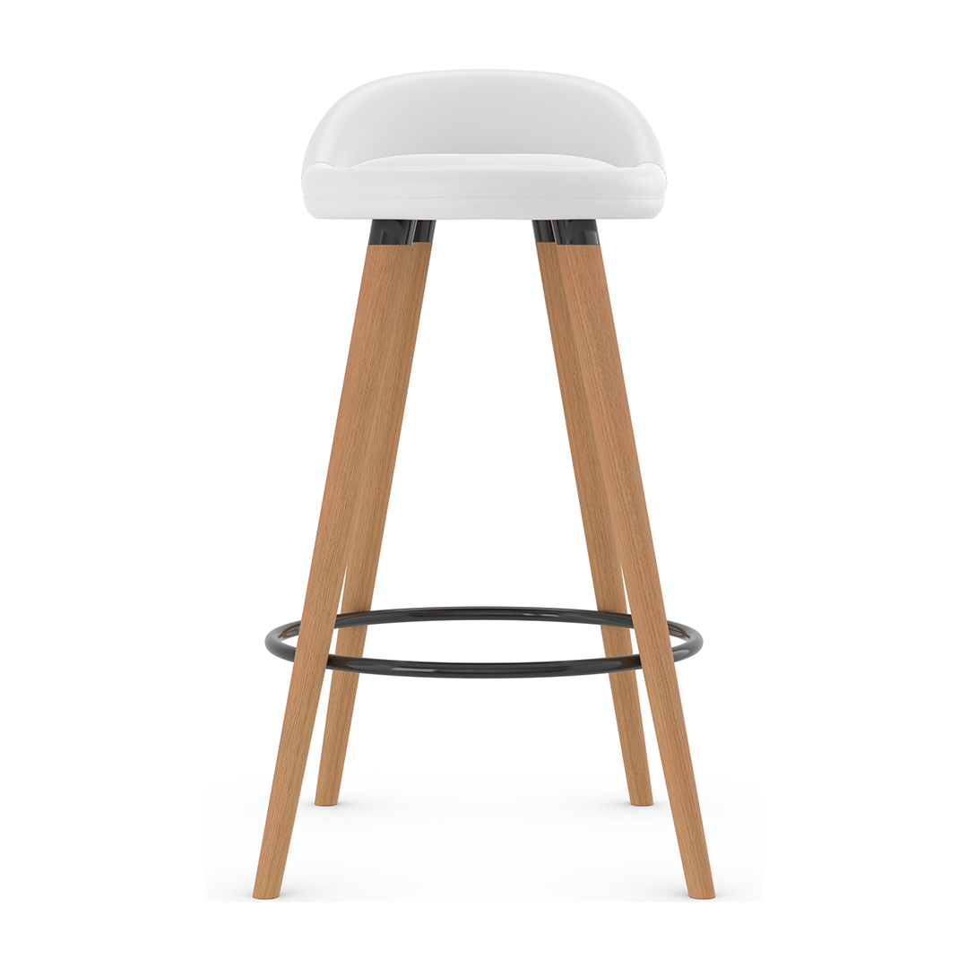 Faux Leather Bar Stool With Tapered Wooden Legs - Selhurst