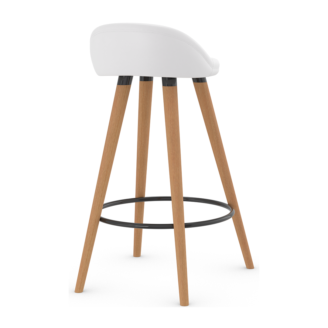 Faux Leather Bar Stool With Tapered Wooden Legs - Selhurst