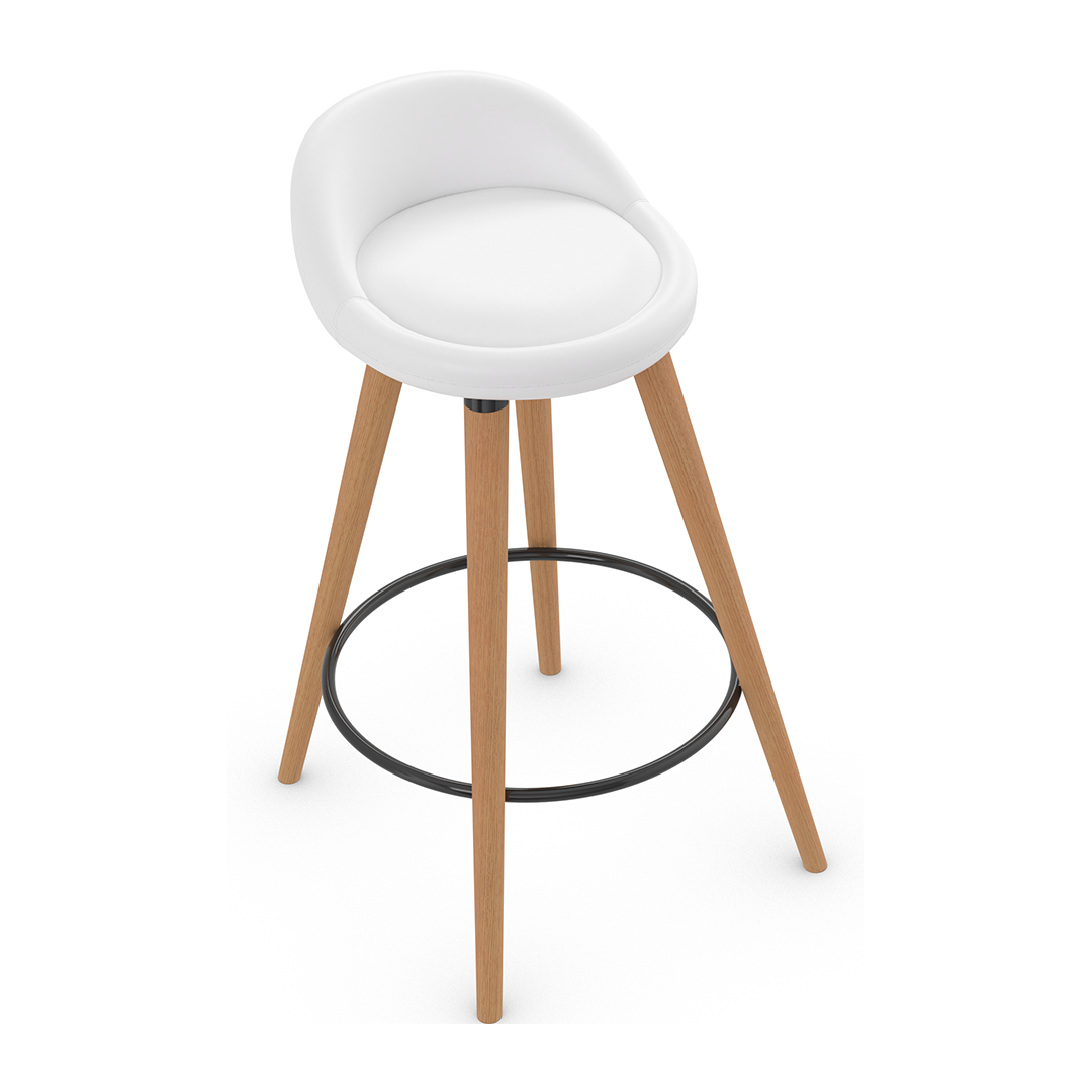 Faux Leather Bar Stool With Tapered Wooden Legs - Selhurst
