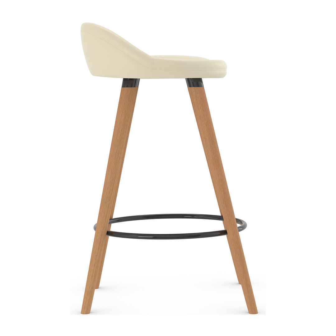 Faux Leather Bar Stool With Tapered Wooden Legs - Selhurst