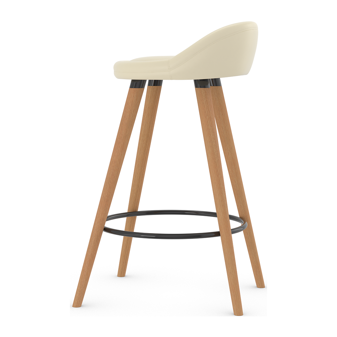 Faux Leather Bar Stool With Tapered Wooden Legs - Selhurst