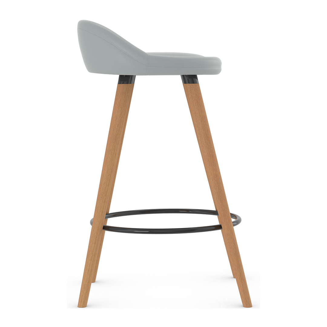Faux Leather Bar Stool With Tapered Wooden Legs - Selhurst
