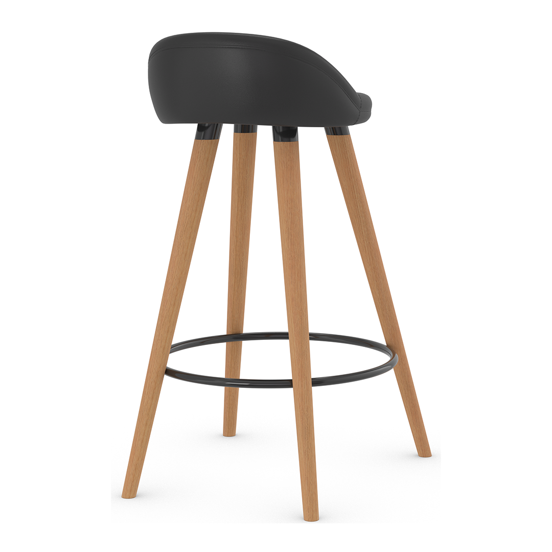 Faux Leather Bar Stool With Tapered Wooden Legs - Selhurst