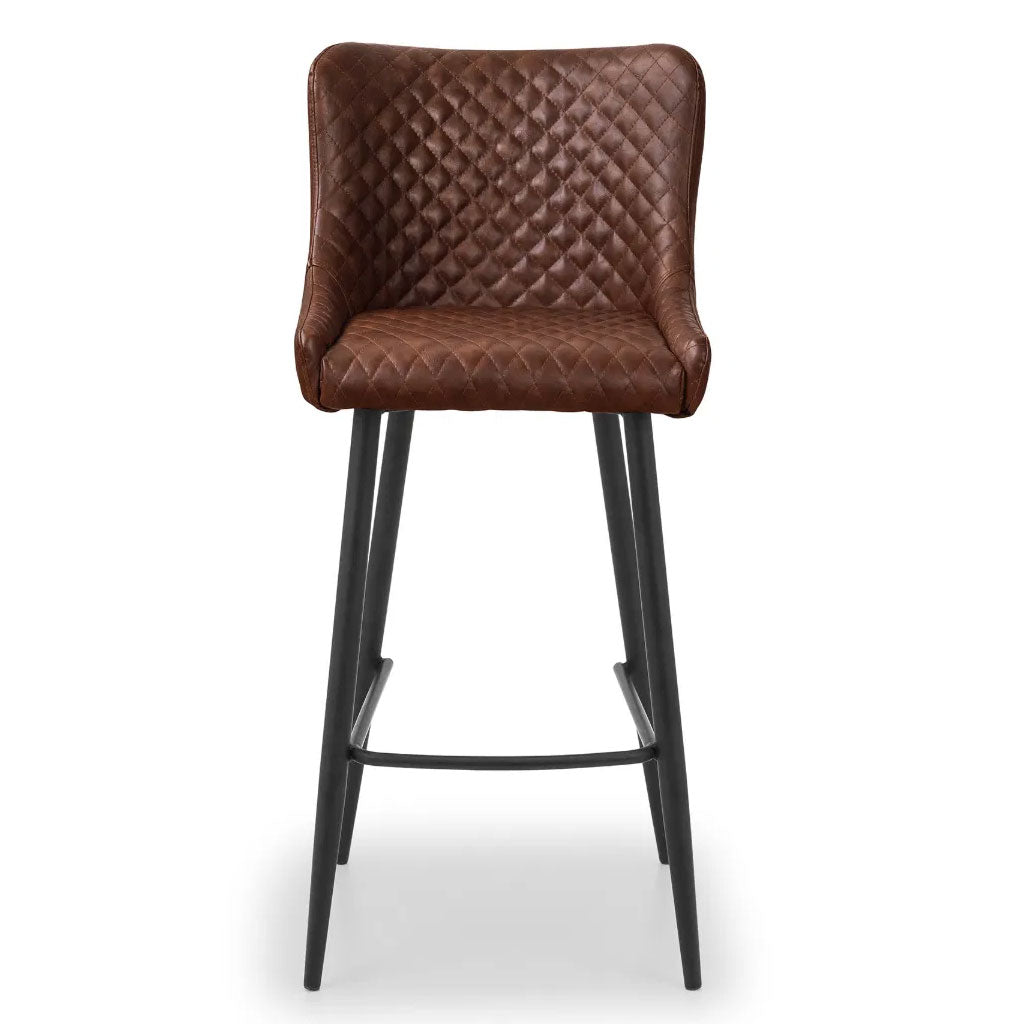 Faux Leather Bar Stool With Metal Legs - Luxe