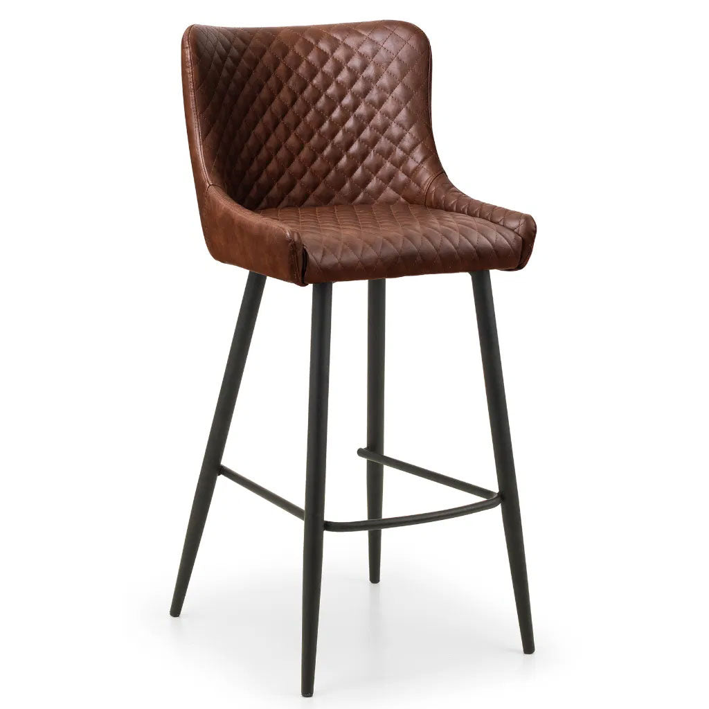 Faux Leather Bar Stool With Metal Legs - Luxe
