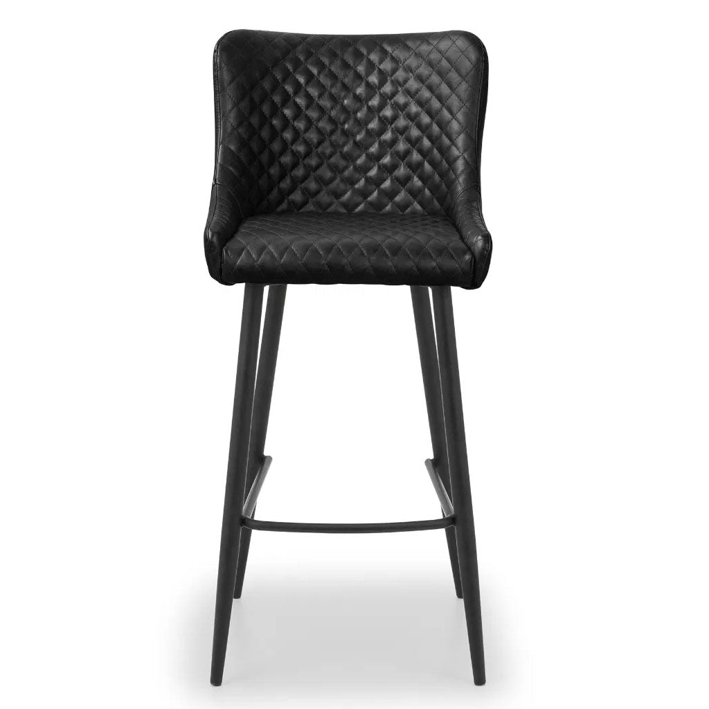 Faux Leather Bar Stool With Metal Legs - Luxe