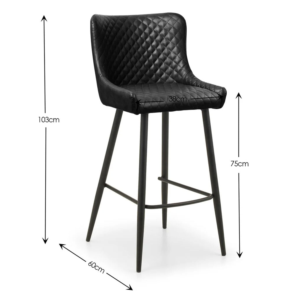 Faux Leather Bar Stool With Metal Legs - Luxe