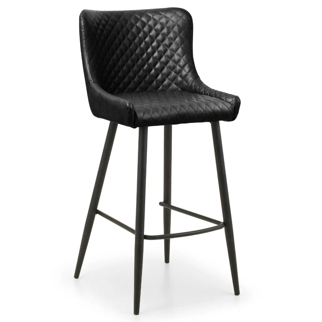 Faux Leather Bar Stool With Metal Legs - Luxe