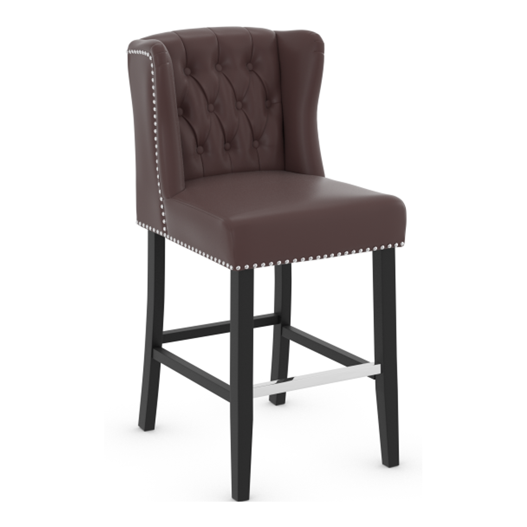 Faux Leather Bar Stool With Wooden Legs - Eardley