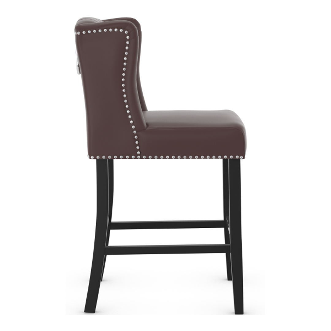 Faux Leather Bar Stool With Wooden Legs - Eardley