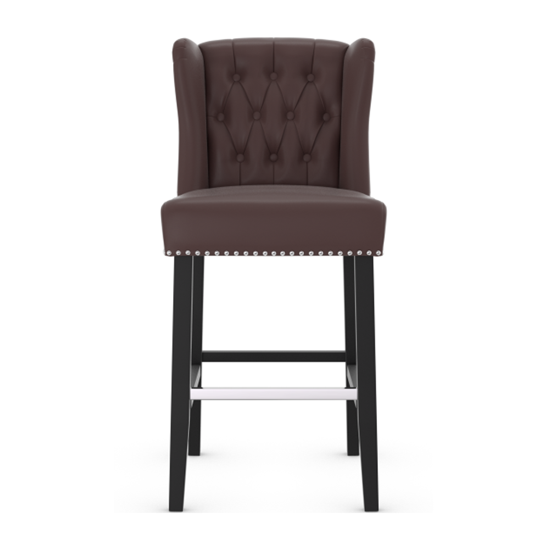 Faux Leather Bar Stool With Wooden Legs - Eardley