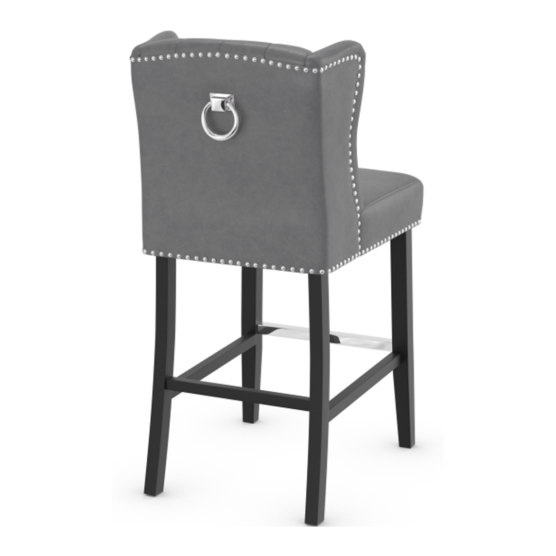 Faux Leather Bar Stool With Wooden Legs - Eardley