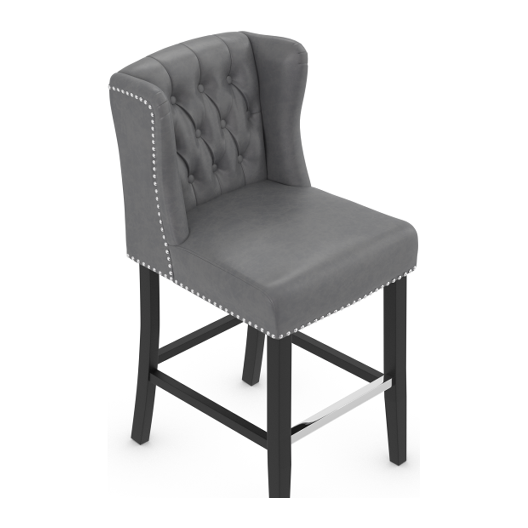 Faux Leather Bar Stool With Wooden Legs - Eardley