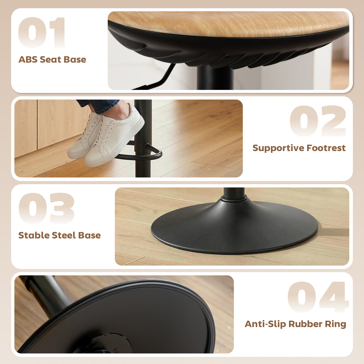 Faux Leather Bar Stools 40cm Wide in Set Of 2 - Velmora