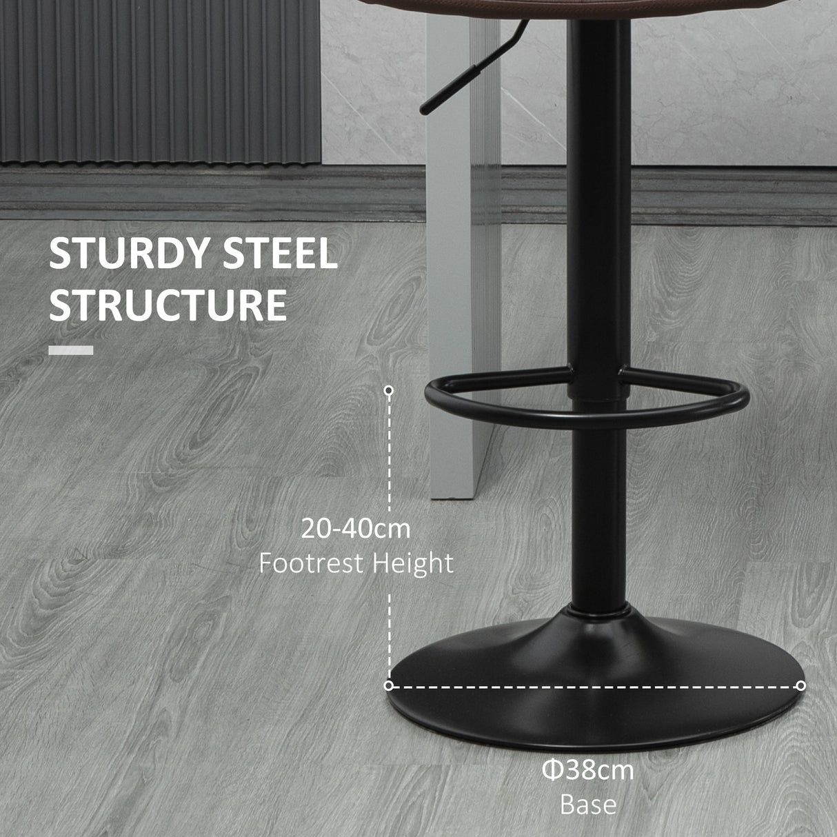 Faux Leather Bar Stools 42cm Wide in Set Of 2 - Velmora