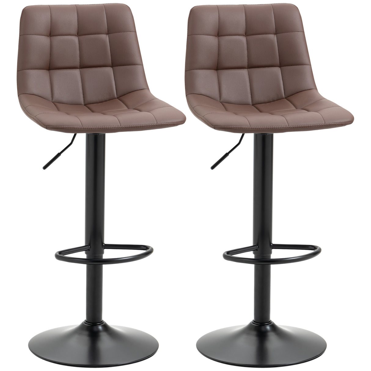 Faux Leather Bar Stools 42cm Wide in Set Of 2 - Velmora