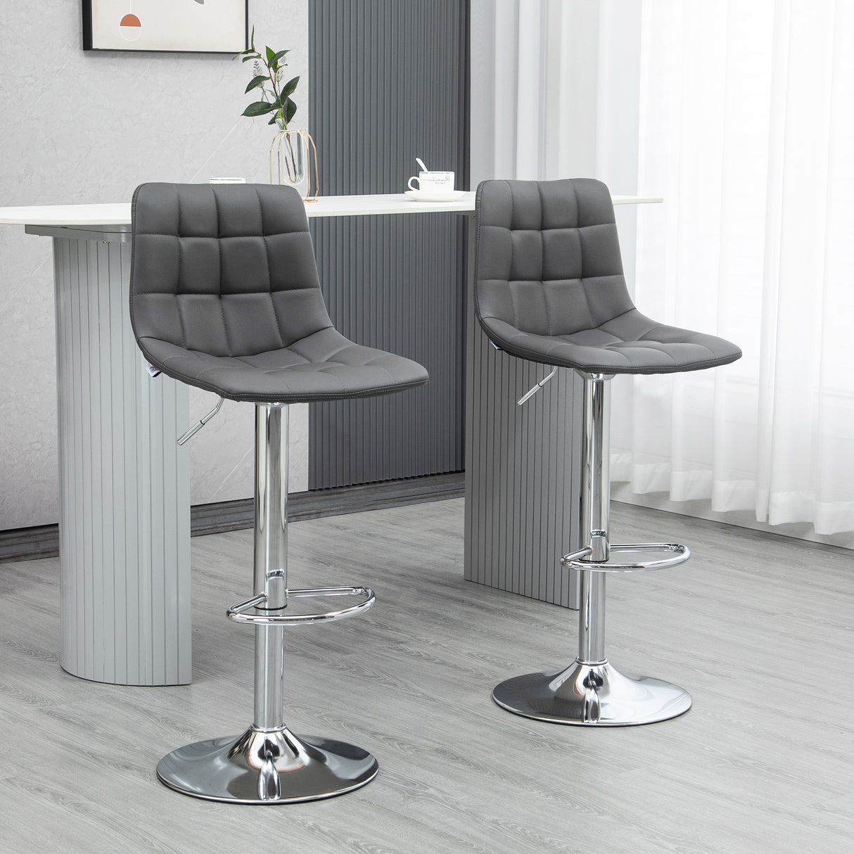 Faux Leather Bar Stools 42cm Wide in Set Of 2 - Velmora