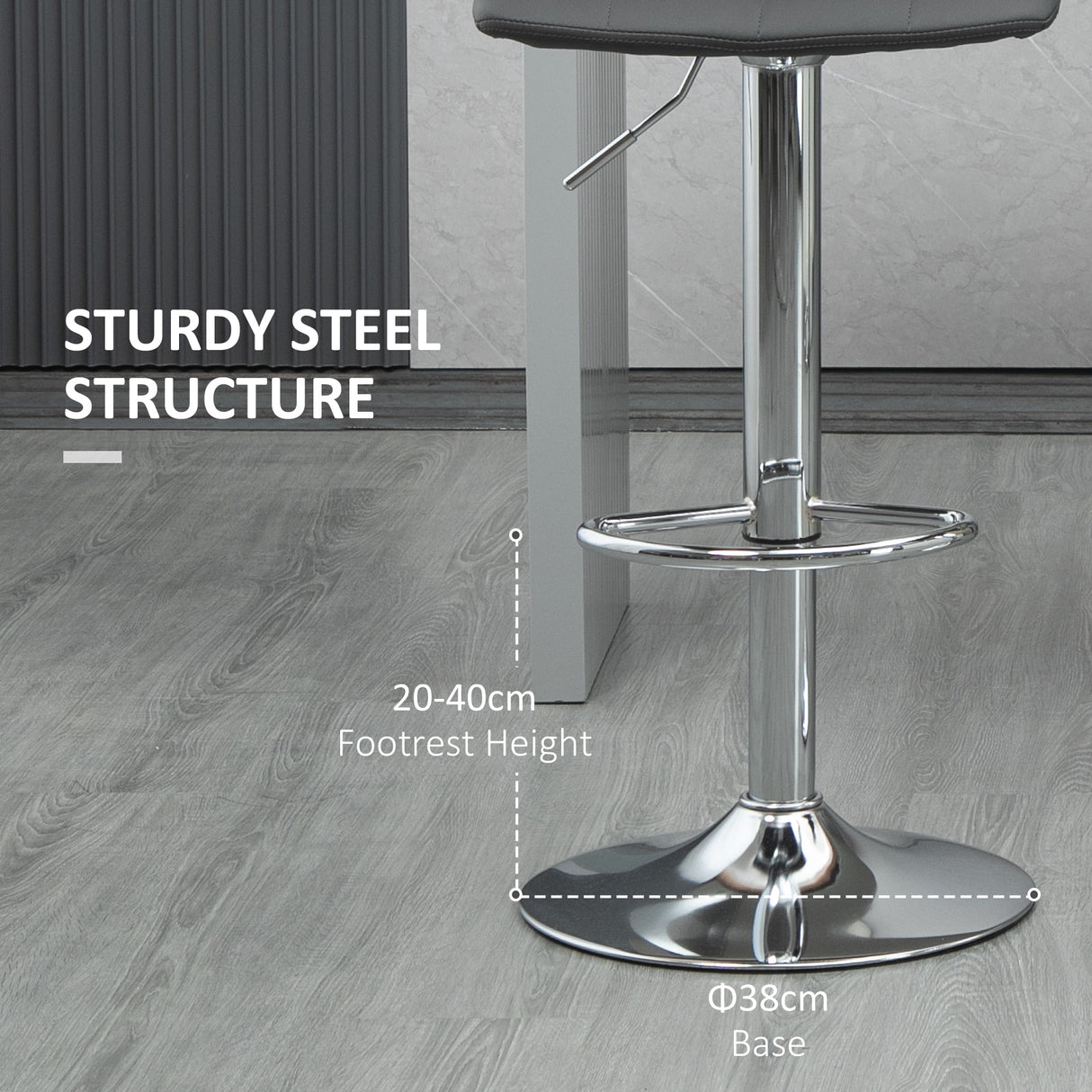 Faux Leather Bar Stools 42cm Wide in Set Of 2 - Velmora