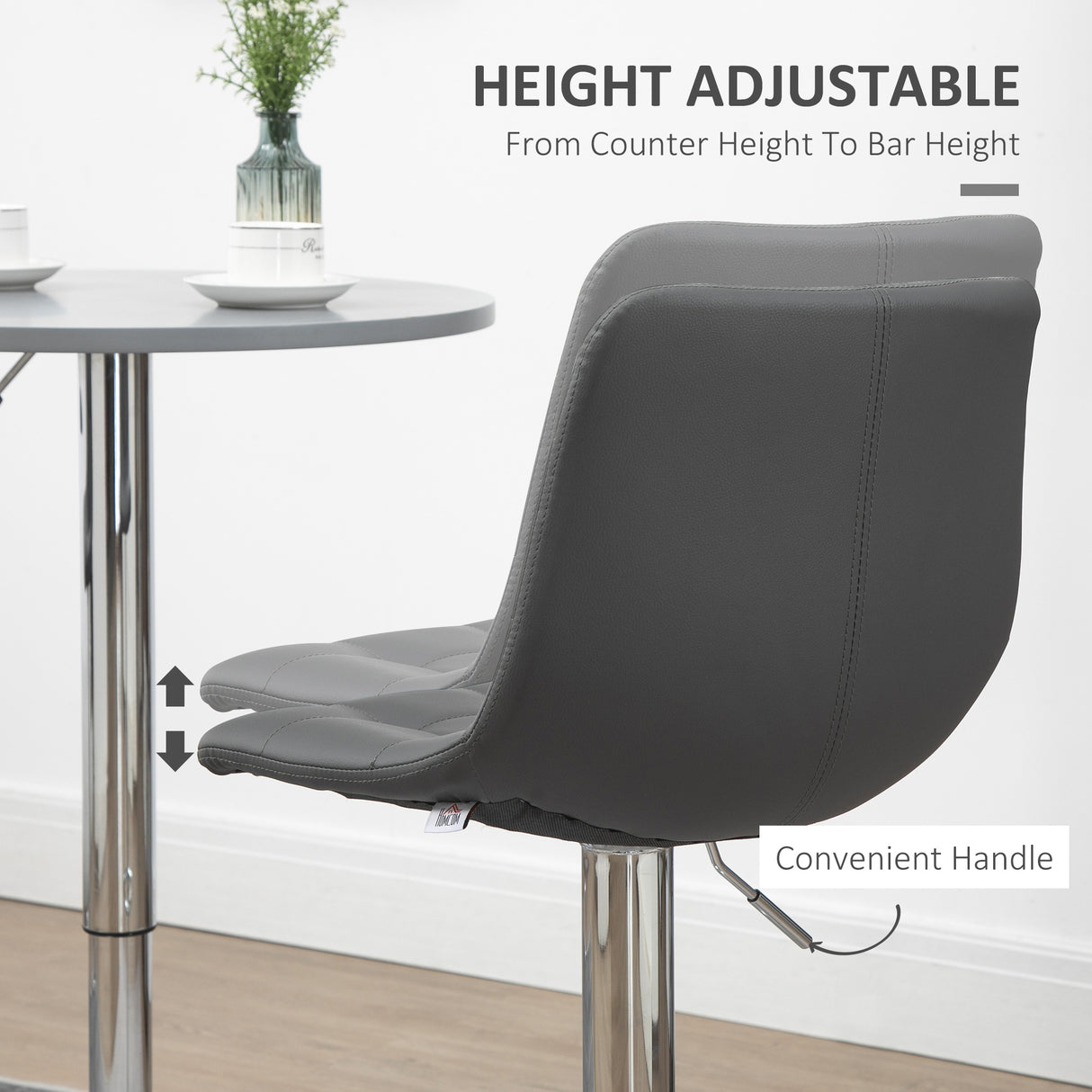 Faux Leather Bar Stools 42cm Wide in Set Of 2 - Velmora