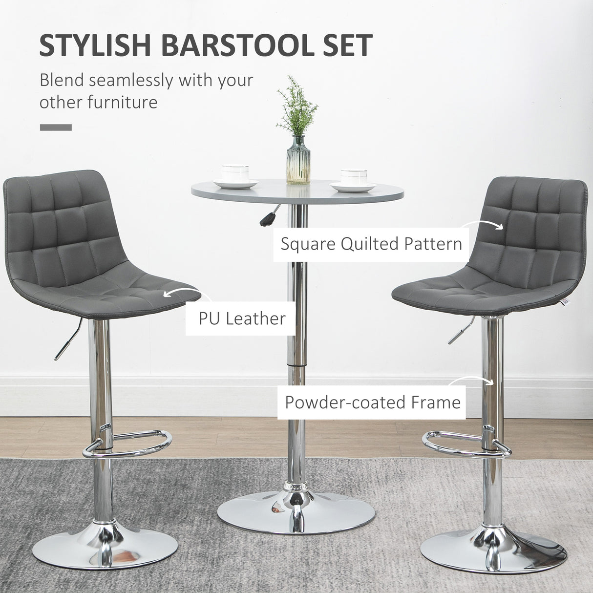 Faux Leather Bar Stools 42cm Wide in Set Of 2 - Velmora