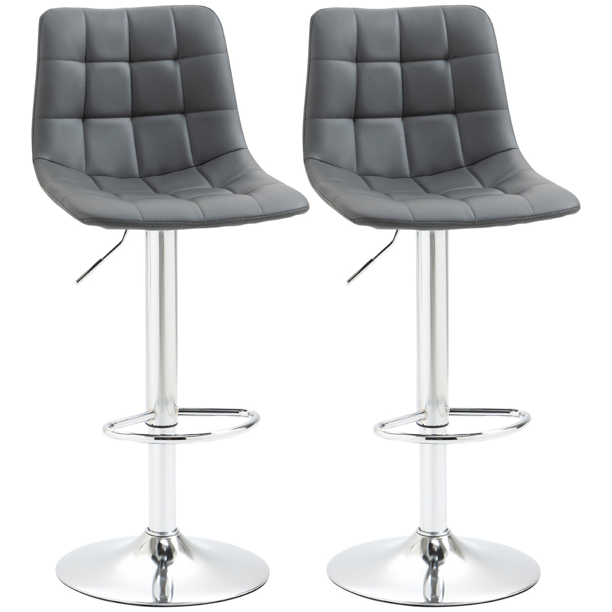 Faux Leather Bar Stools 42cm Wide in Set Of 2 - Velmora