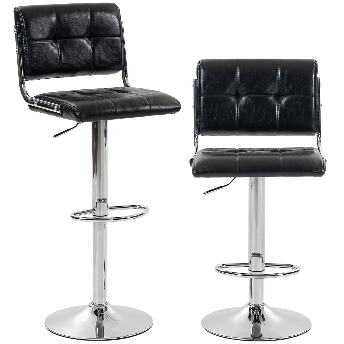 Faux Leather Bar Stools 43cm Wide in Set Of 2 - Velmora
