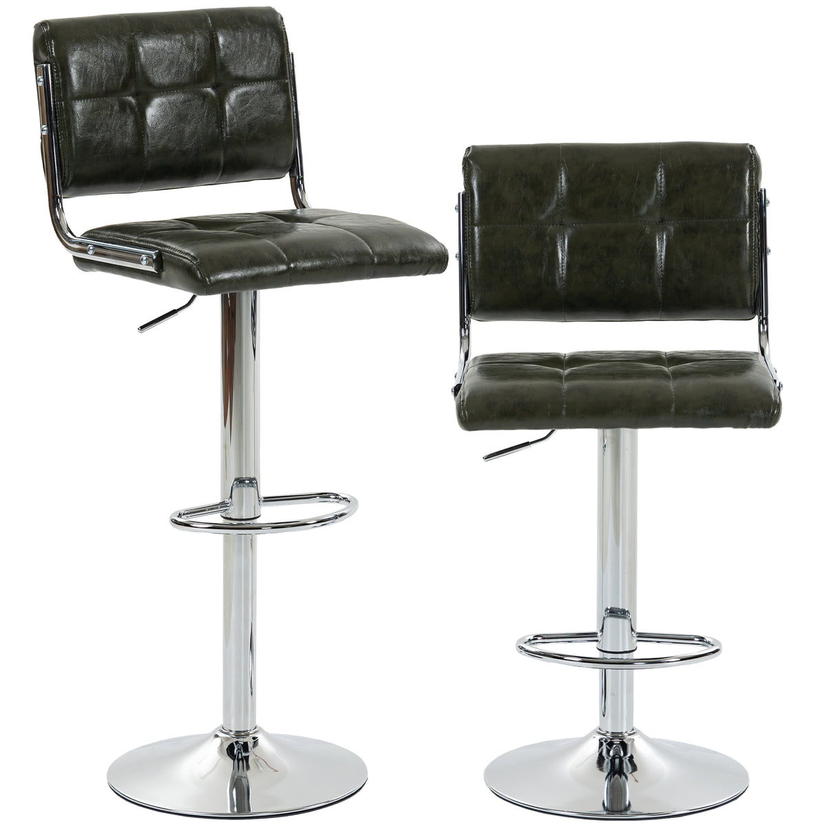 Faux Leather Bar Stools 43cm Wide in Set Of 2 - Velmora