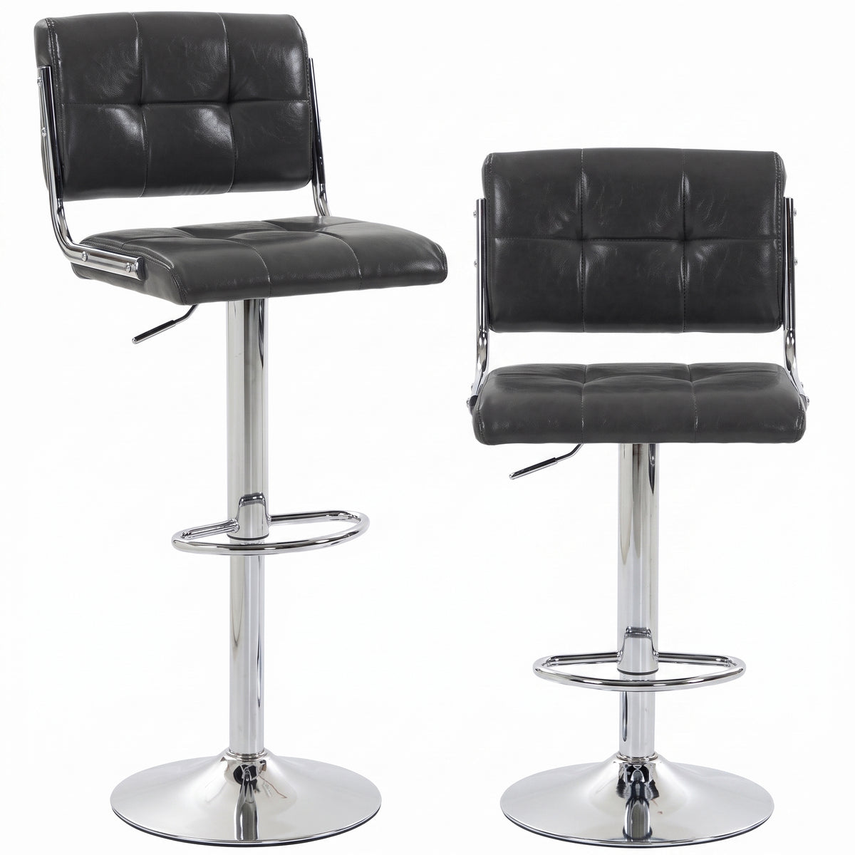 Faux Leather Bar Stools 43cm Wide in Set Of 2 - Velmora