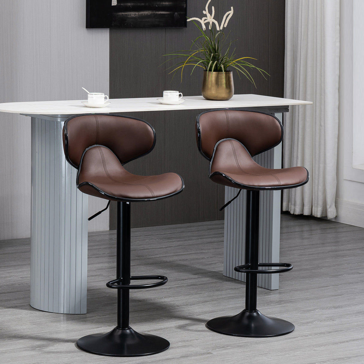 Faux Leather Bar Stools 45.5cm Wide in Set Of 2 - Velmora