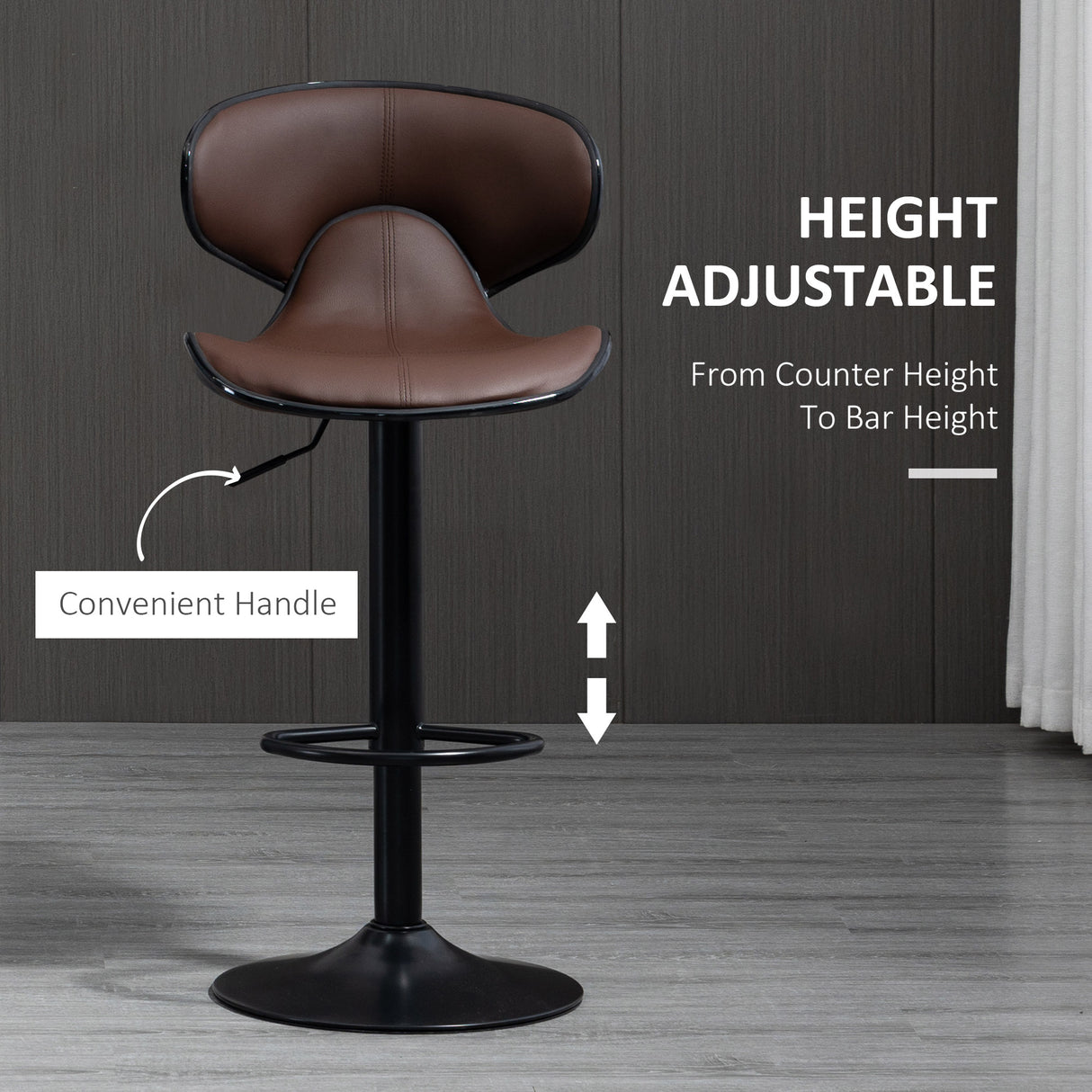Faux Leather Bar Stools 45.5cm Wide in Set Of 2 - Velmora