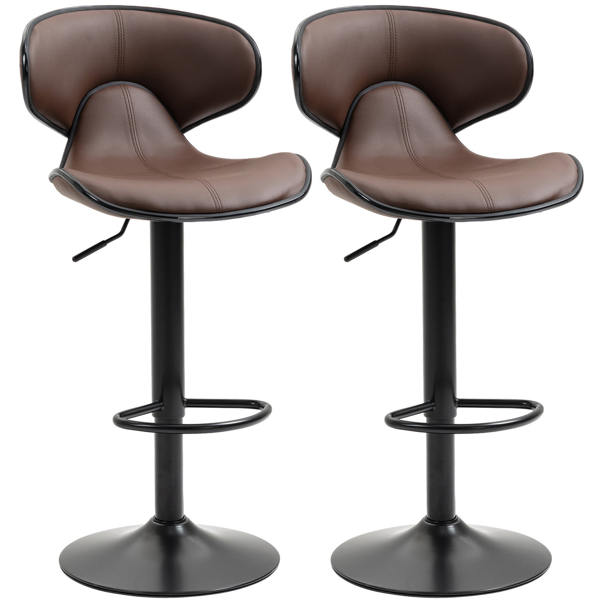 Faux Leather Bar Stools 45.5cm Wide in Set Of 2 - Velmora