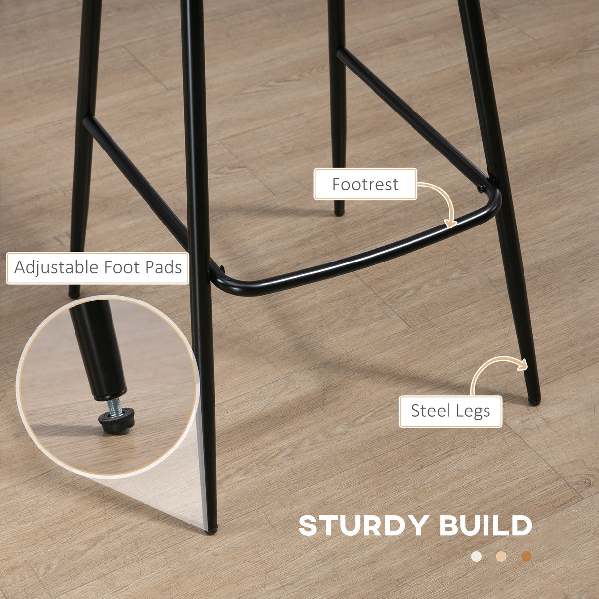 Faux Leather Bar Stools 45cm Wide in Set Of 2 - Velmora