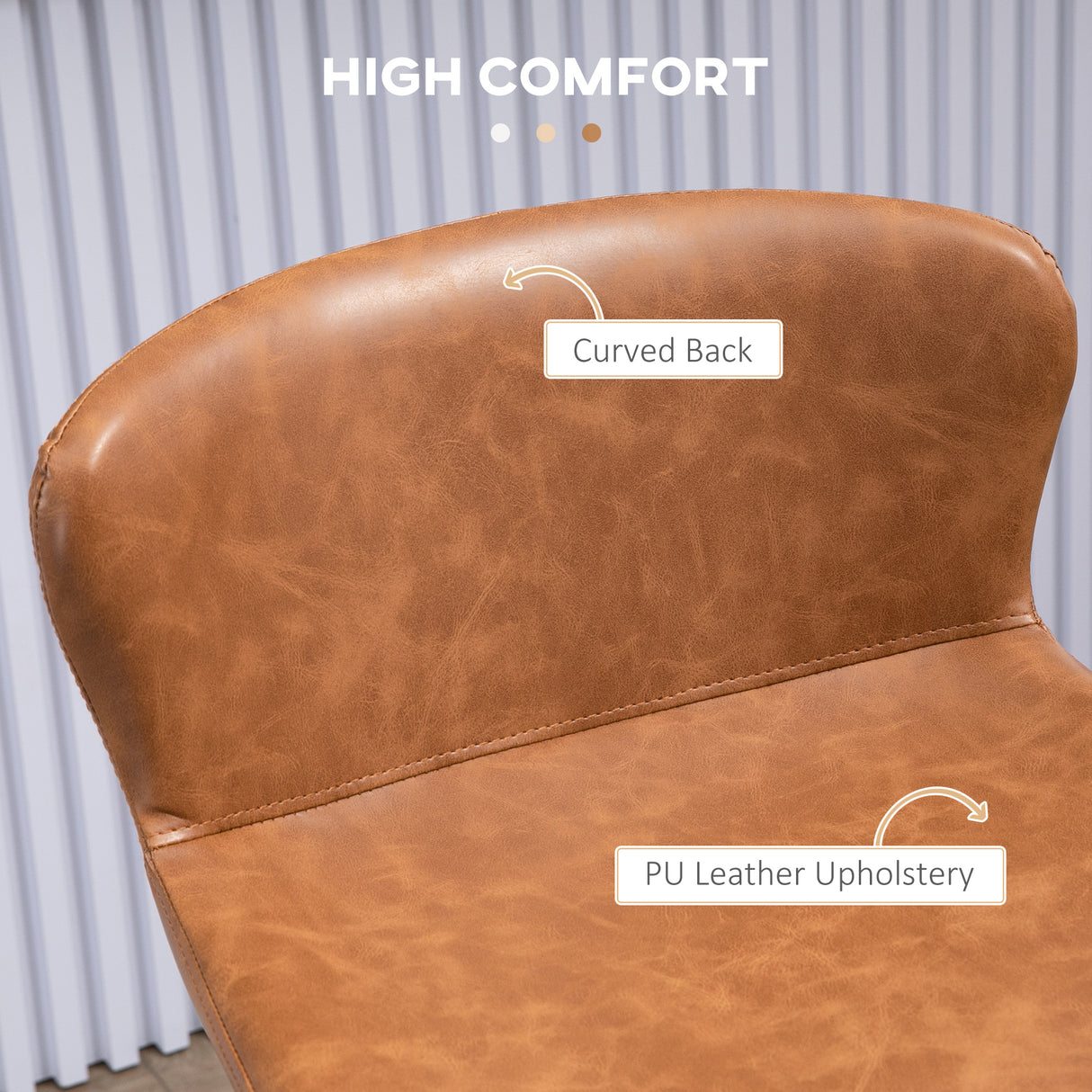 Faux Leather Bar Stools 45cm Wide in Set Of 2 - Velmora