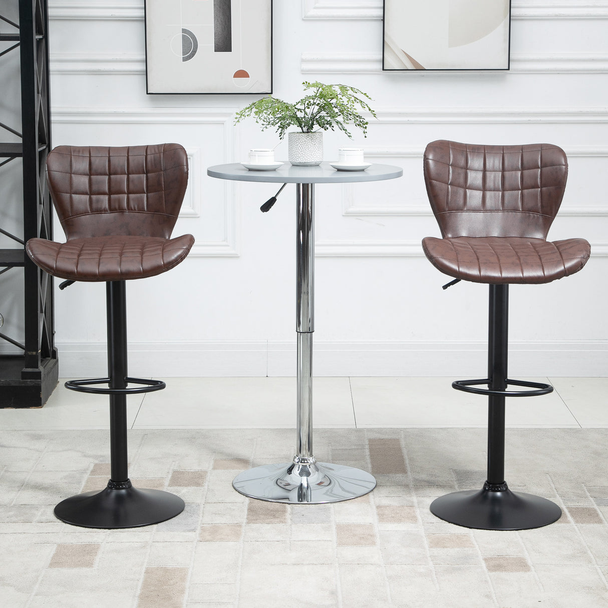 Faux Leather Bar Stools 47cm Wide in Set Of 2 - Velmora