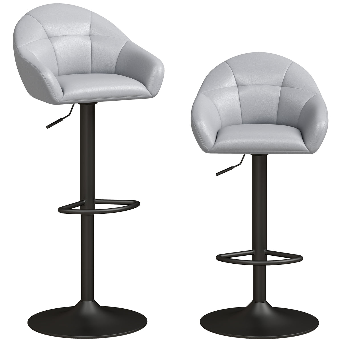 Faux Leather Bar Stools 49.5cm Wide in Set Of 2 - Velmora