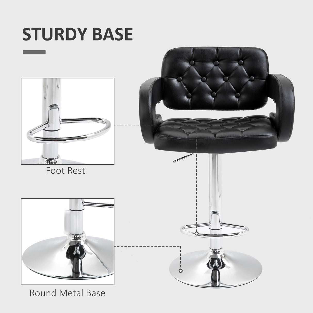 Faux Leather Bar Stools 64cm Wide in Set Of 2 - Velmora