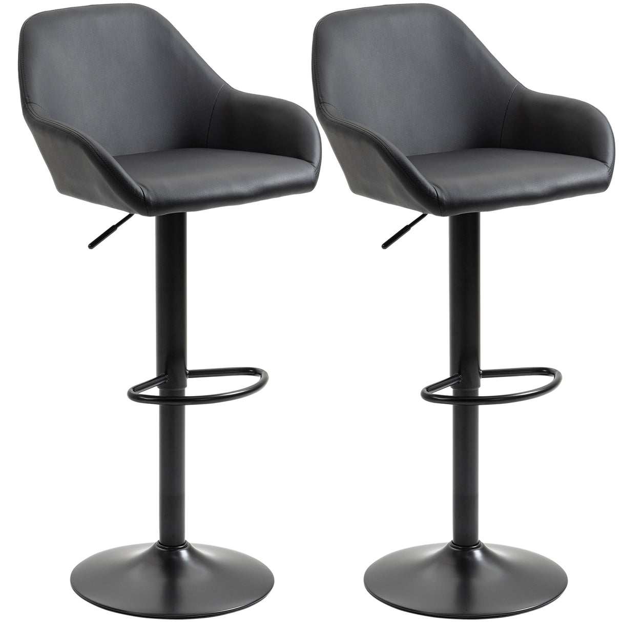 Faux Leather Bar Stools Height Adjustable Swivel in Set Of 2 - Velmora