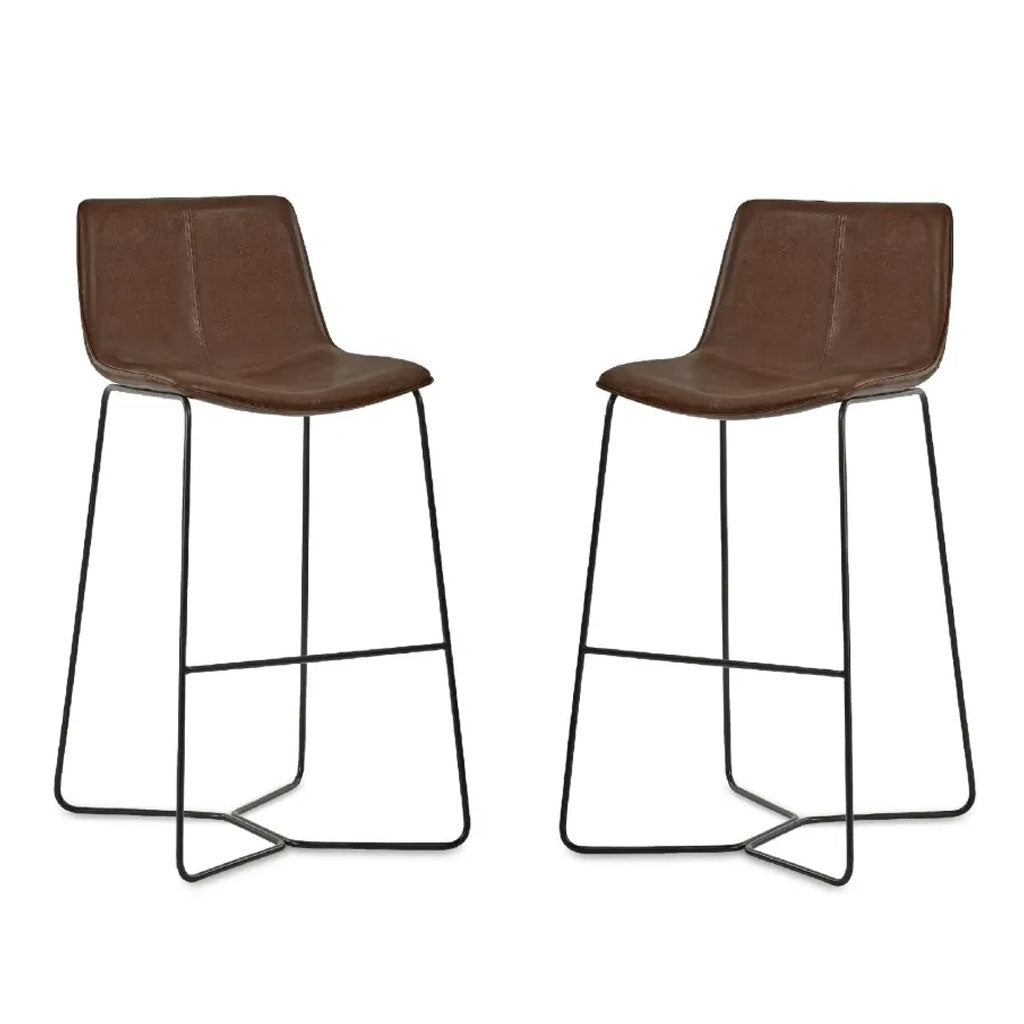 Faux Leather Bar Stools in Set Of 2 - Joren