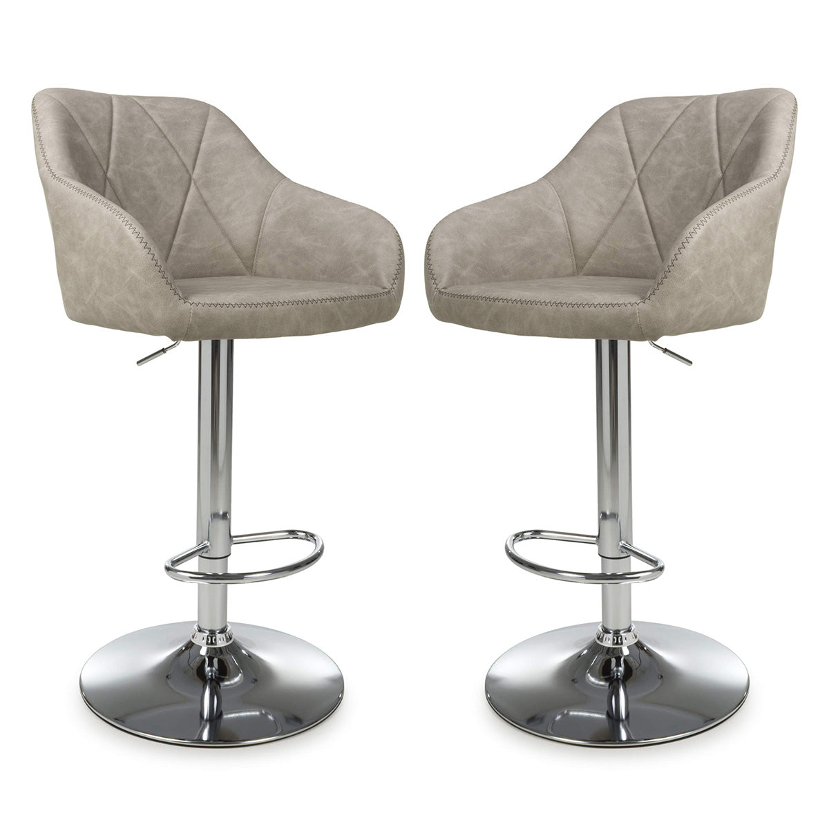 Faux Leather Bar Stools in Set Of 2 With Gas Lift Mechanism - Serena
