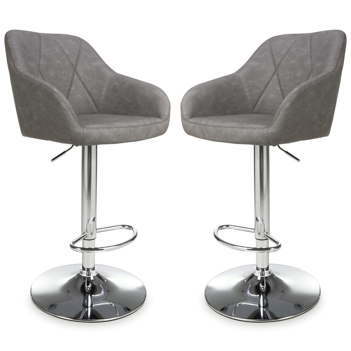 Faux Leather Bar Stools in Set Of 2 With Gas Lift Mechanism - Serena