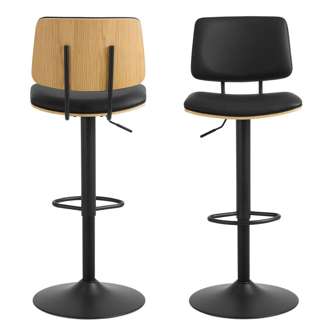 Faux Leather Bar Stools in Set of 2 With Swivel Function - Owen