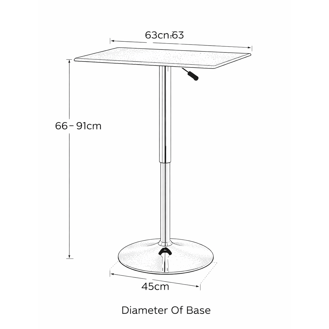 Faux Leather Bar Table Square With Chrome Base - Bexton