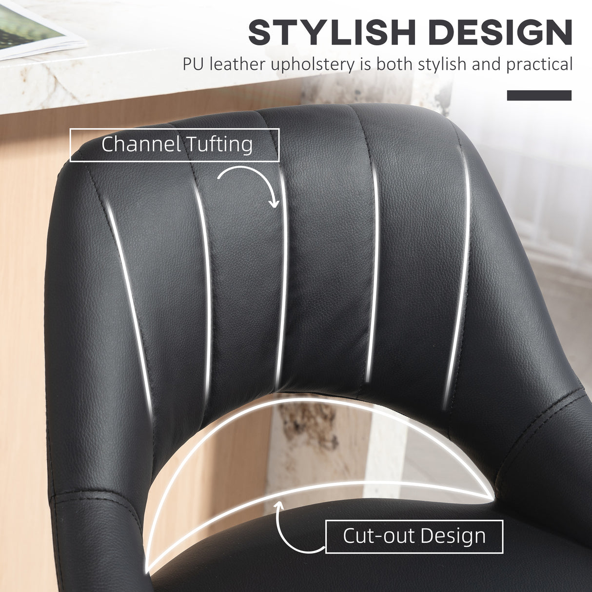 Faux Leather Barstools With Backrest And Footrest in Set Of 2 - Velmora