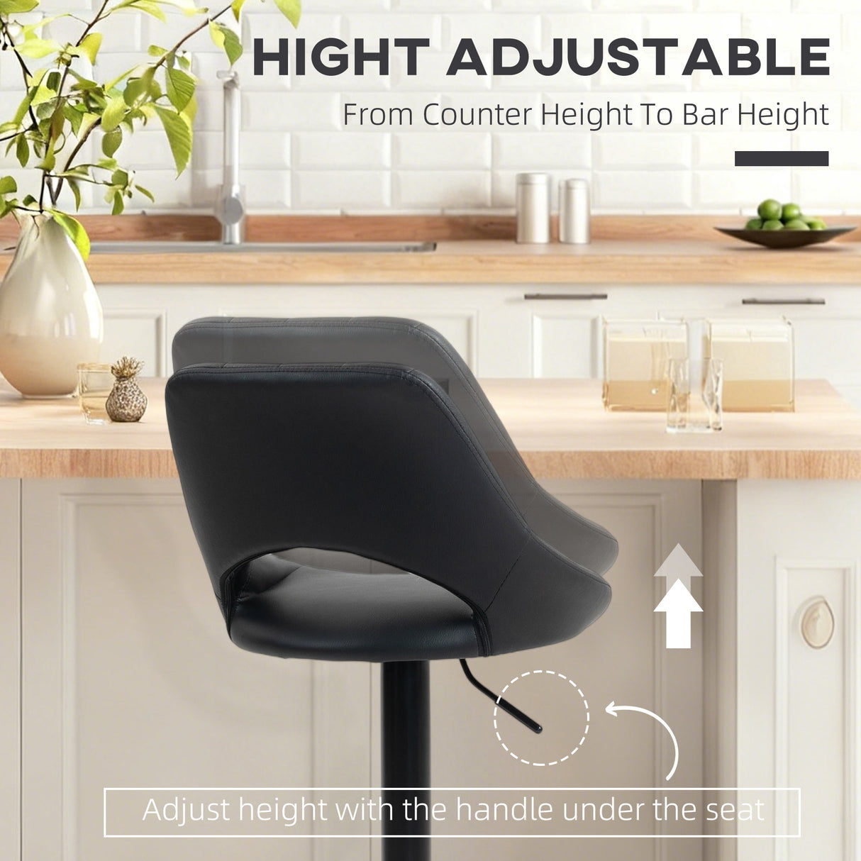 Faux Leather Barstools With Backrest And Footrest in Set Of 2 - Velmora