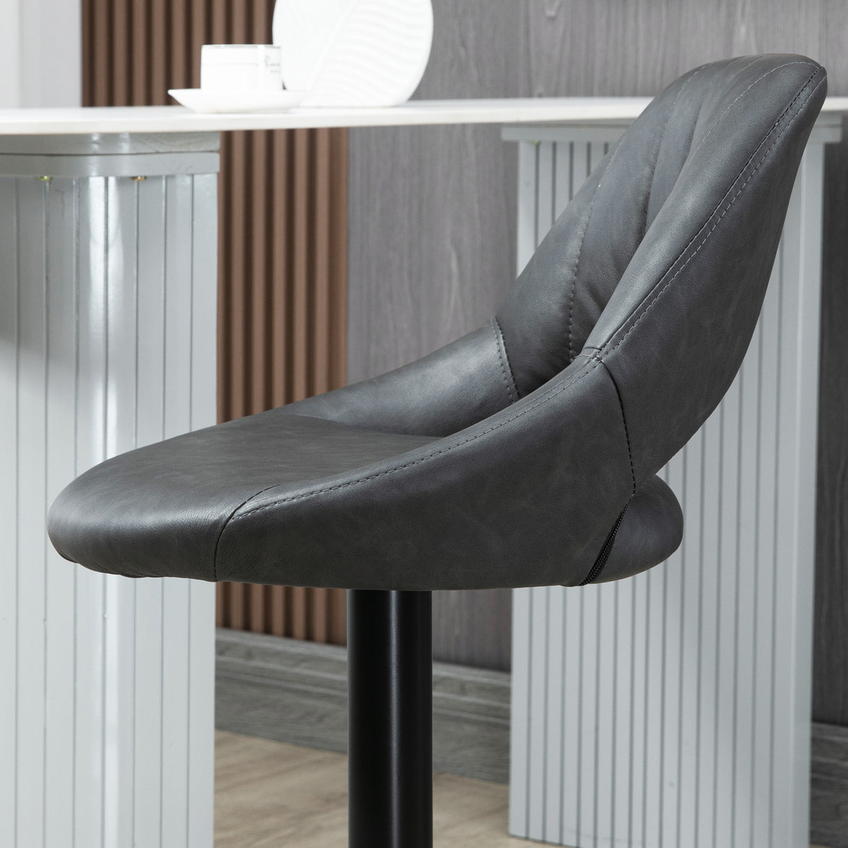 Faux Leather Barstools With Backrest And Footrest in Set Of 2 - Velmora